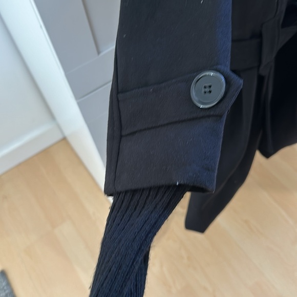 Black wool jacket. Fitted. Tie belt waist. Button up. - Picture 4 of 4